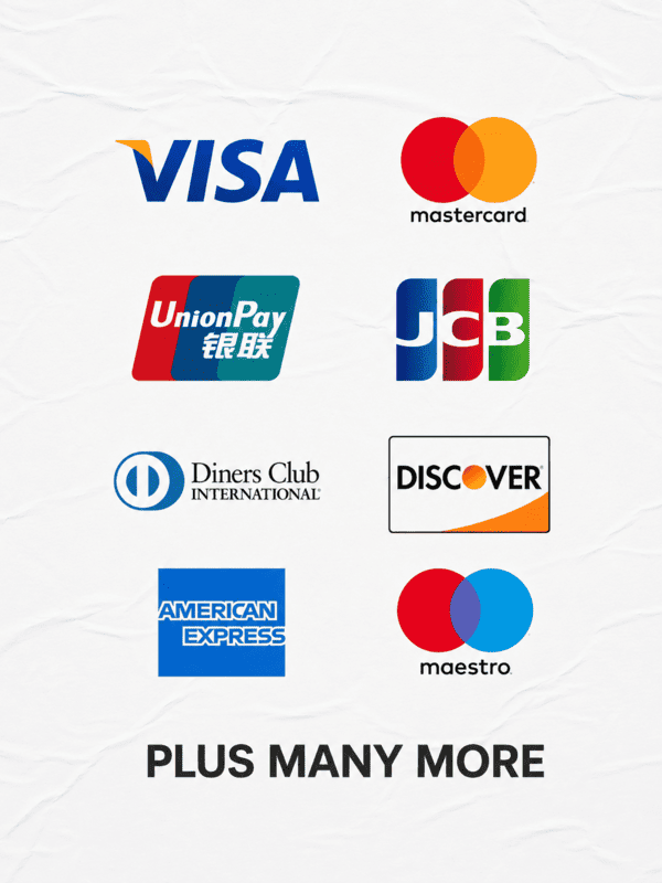 Supported payment methods — Visa, Mastercard, Amex, Discover, UnionPay, Verve, M-Pesa, MTN MoMo and more